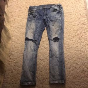 Raw x ripped knee stretch skinny jeans size 30x30